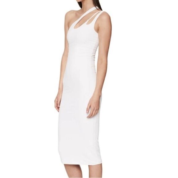 NEW Bardot Echo Cutout One-Shoulder Midi Dress White Dress- Size S - Picture 1 of 7